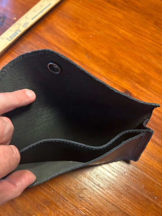 Envelope-Style Black Leather Wallet for Women Leather Hide and Drink - Picture 3 of 5